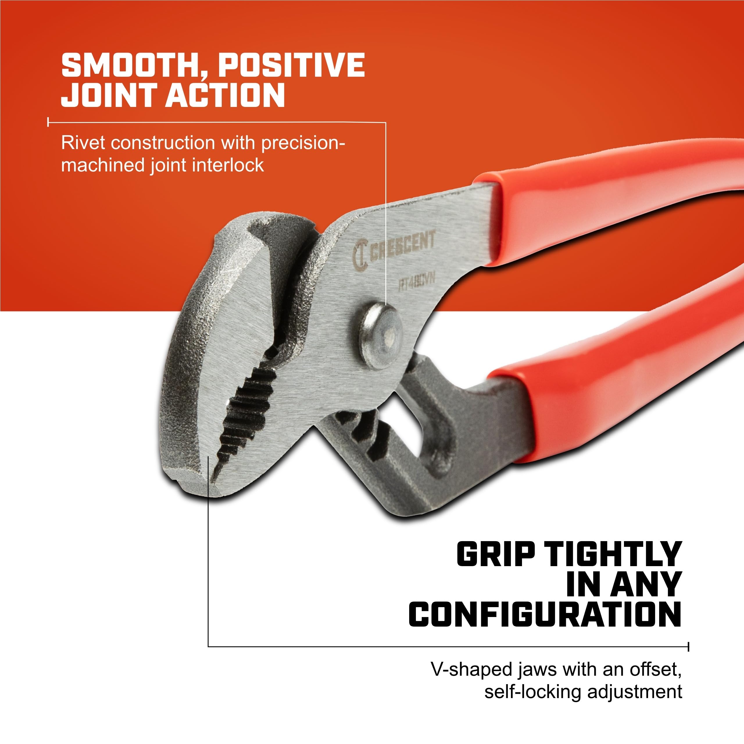Crescent RT48CVN V-Jaw Tounge and Groove Dipped Grip Plier, 8" Size - Image 4