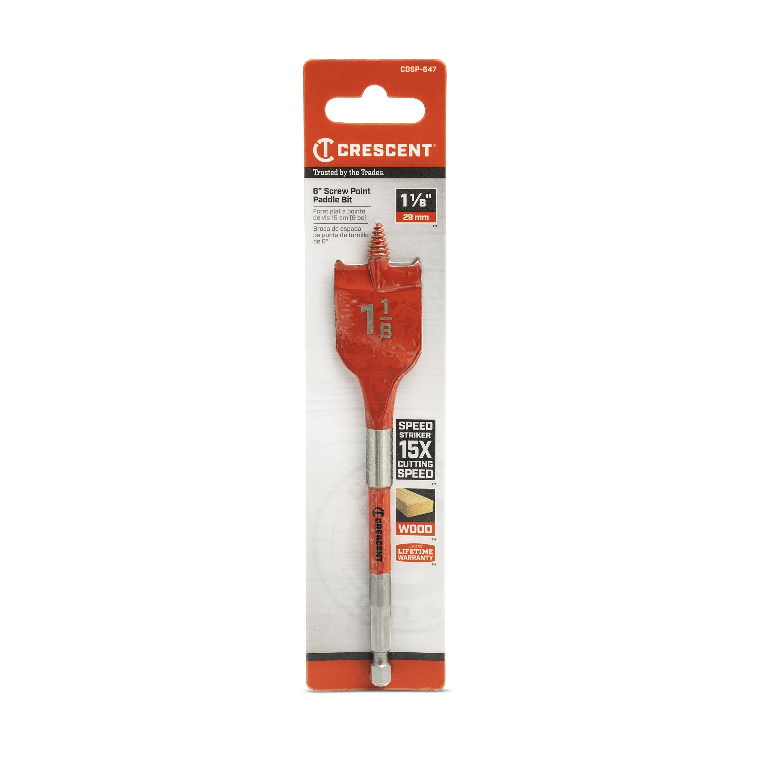Crescent Screw Point Paddle Drill Bit | 6" x 1-1/8" | CDSP-647 - Image 6