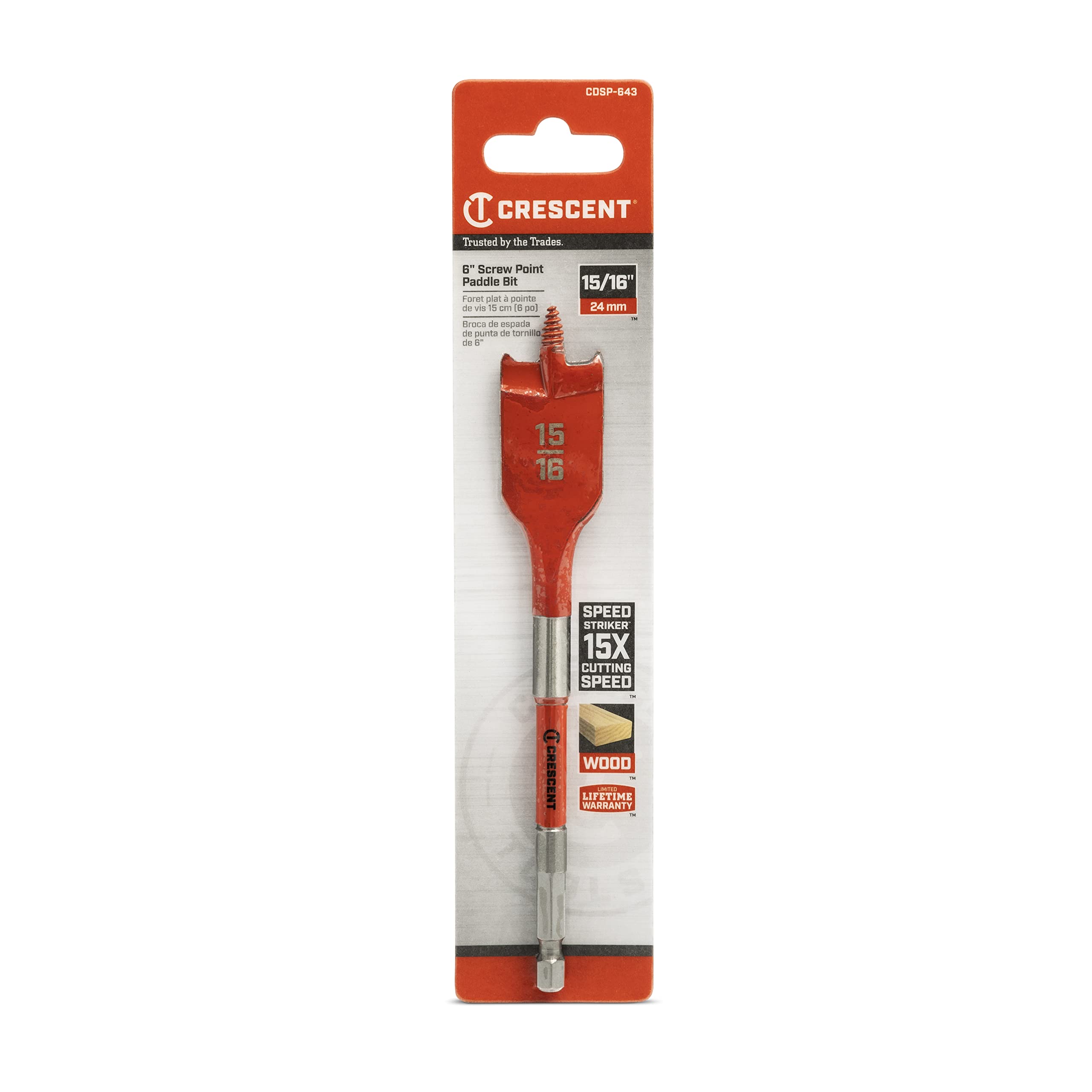 Crescent Screw Point Paddle Drill Bit | 6" x 15/16" | CDSP-643 - Image 6