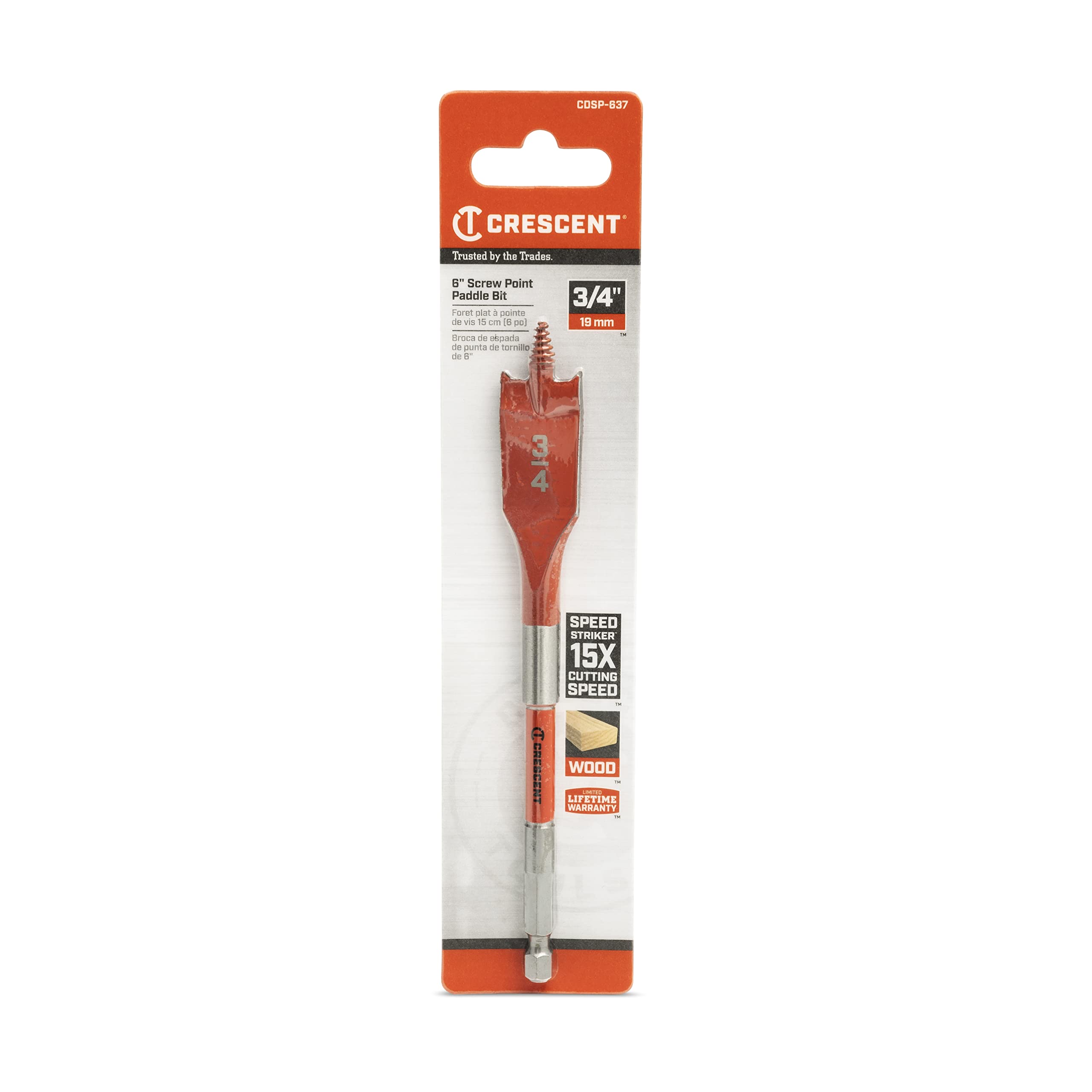 Crescent Screw Point Paddle Drill Bit | 6" x 3/4" | CDSP-637 - Image 6