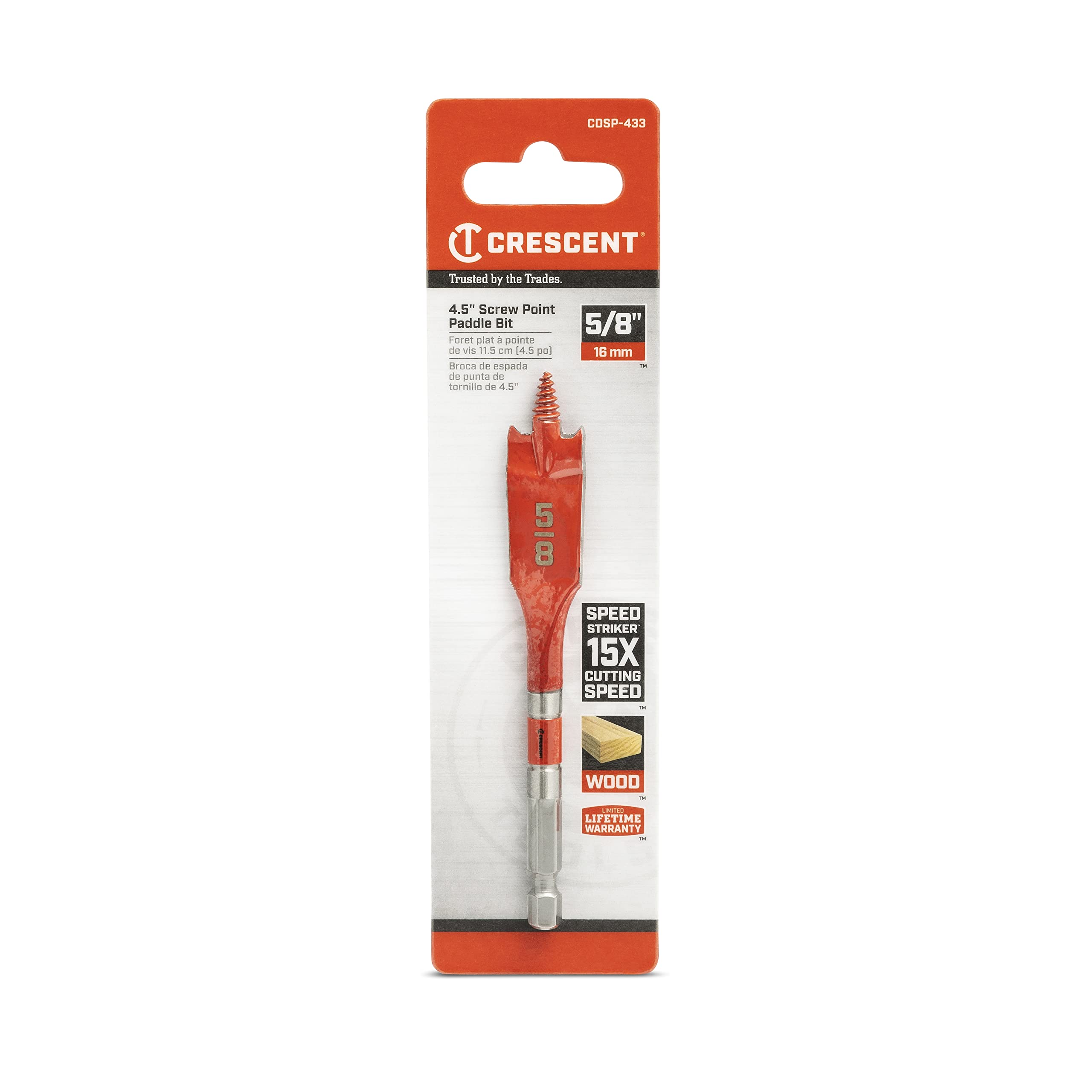 Crescent Screw Point Spade Drill Bit | 5/8" x 4" | CDSP-433 - Image 6