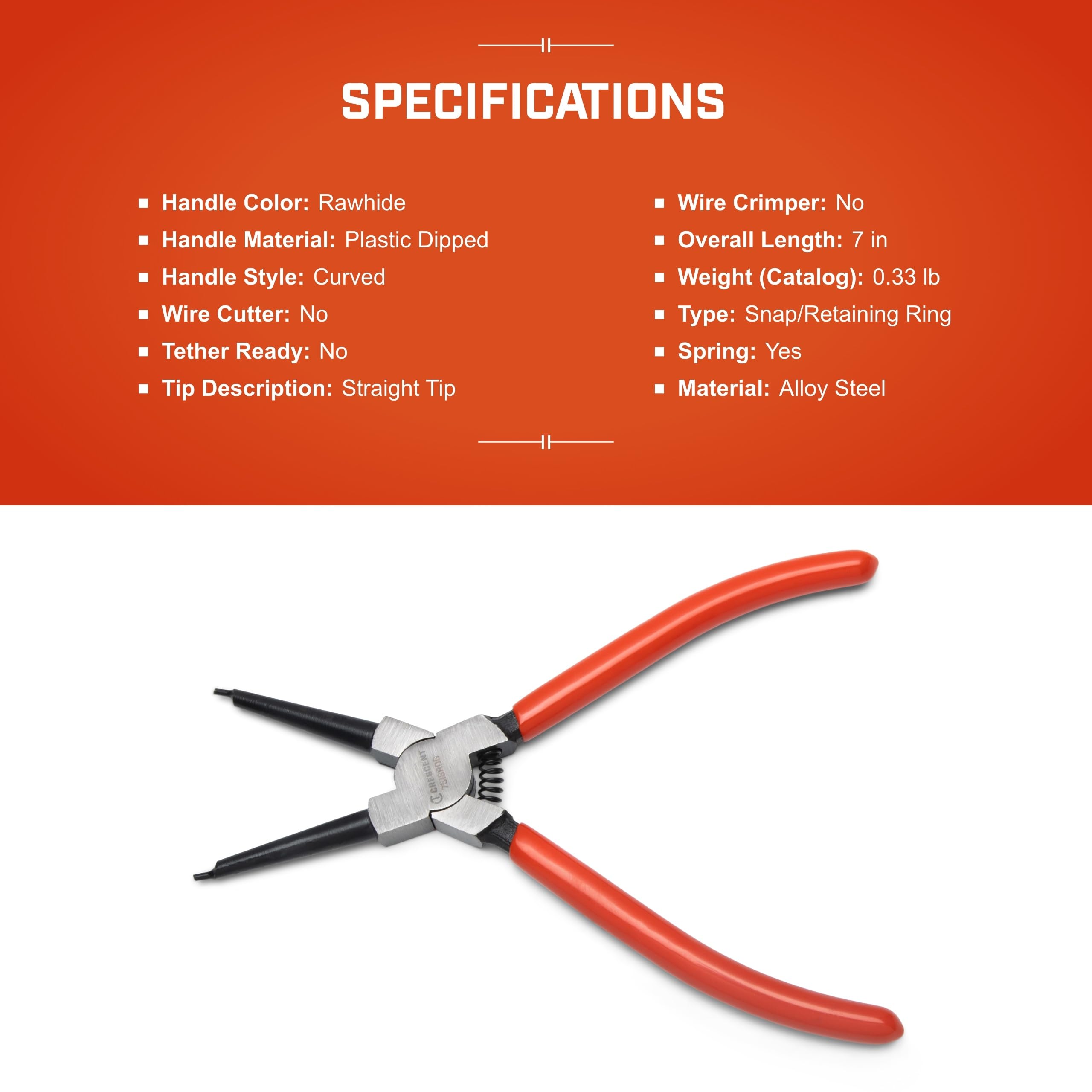 Crescent Straight Internal Snap Ring Pliers - Rings Installation & Removal Tool for Home Improvement, Repair & Mechanic Use - 7" - 7SISRDG - Image 5