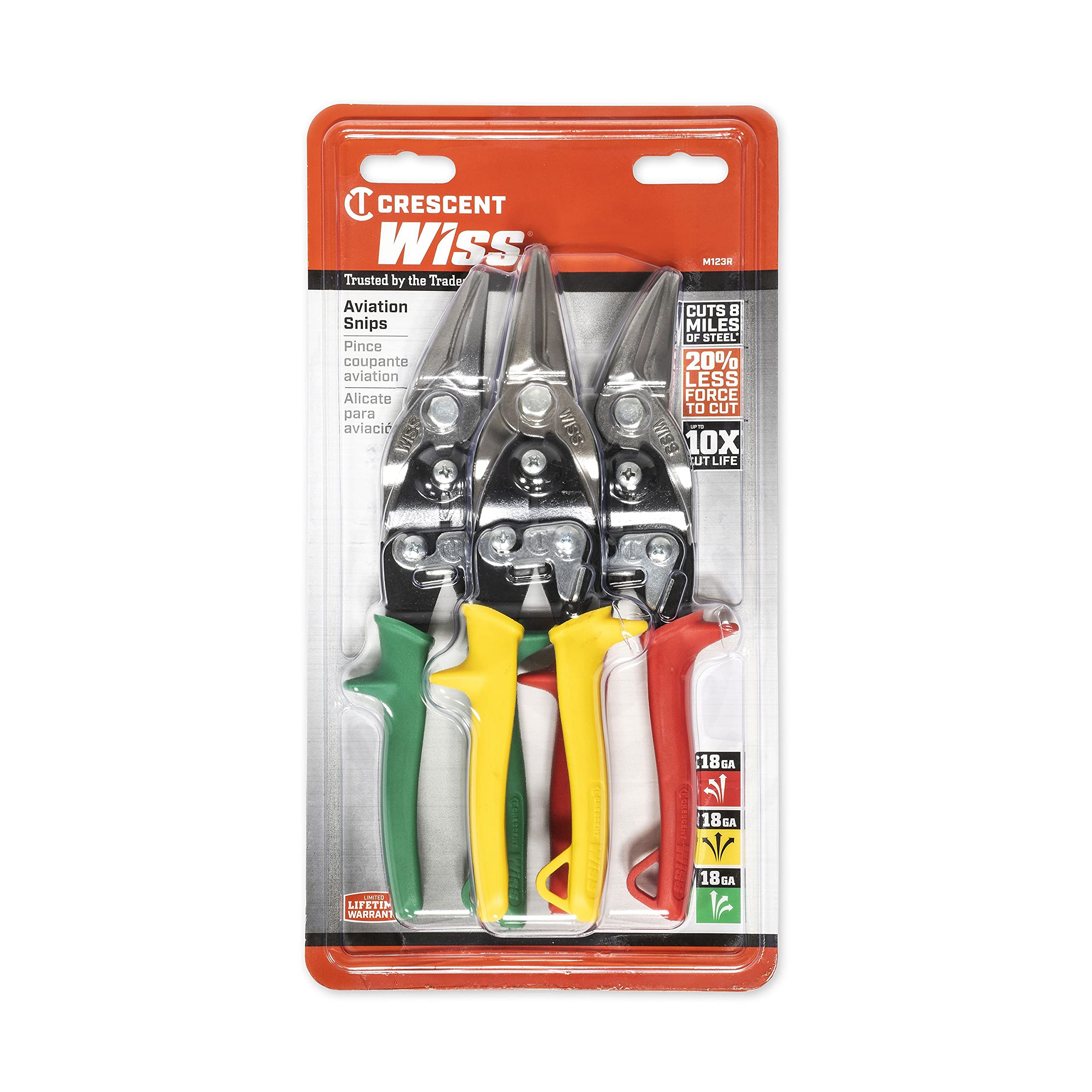 Crescent Wiss 3 Piece MetalMaster Compound Action Aviation Snip Set - M123R - Image 13