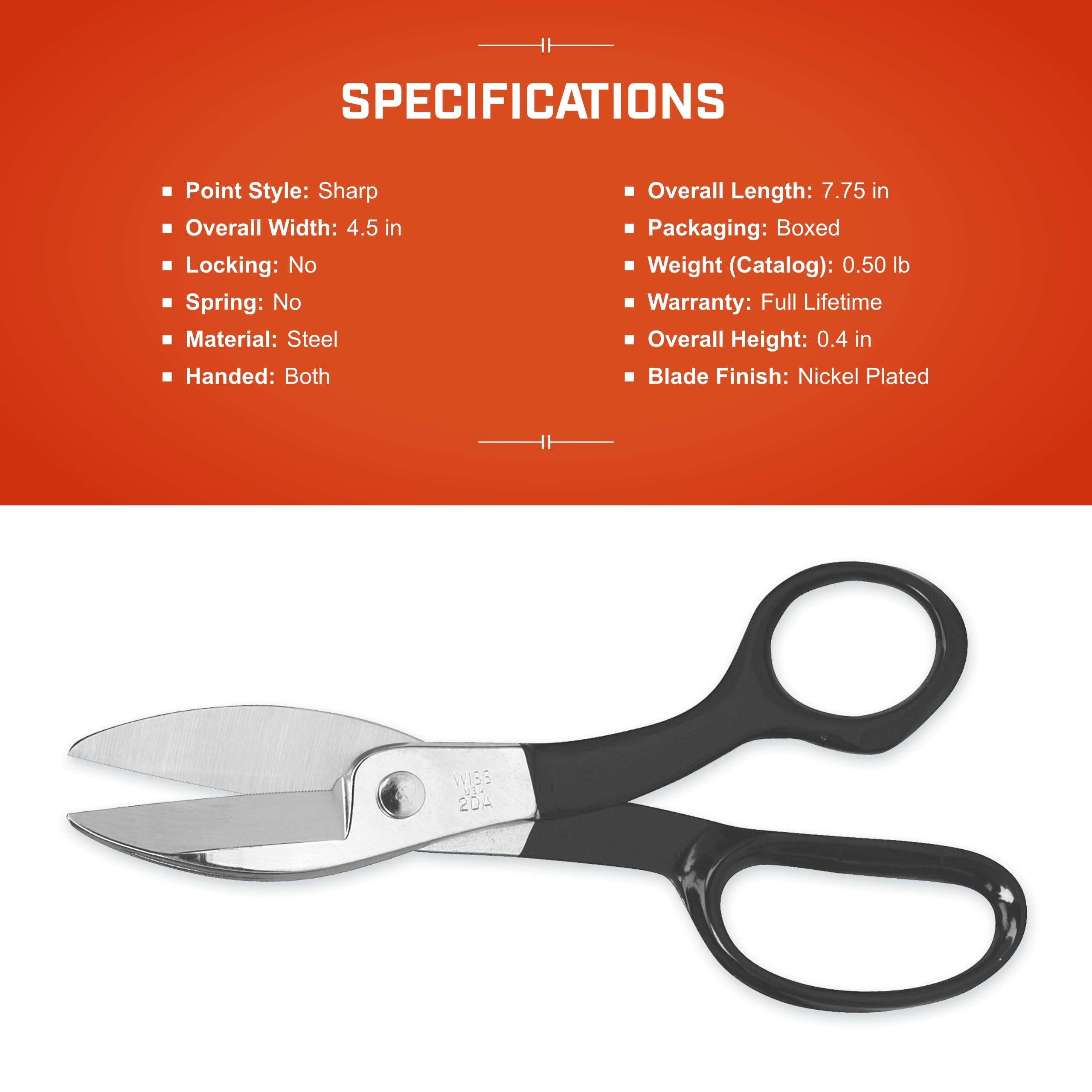 Crescent Wiss 7-3/4" High Leverage Multi-Purpose Shears - Sharp Utility Scissors for Fabric Cutting, Tailoring, Sewing - Professional Hand Tool - 2DAN - Image 6