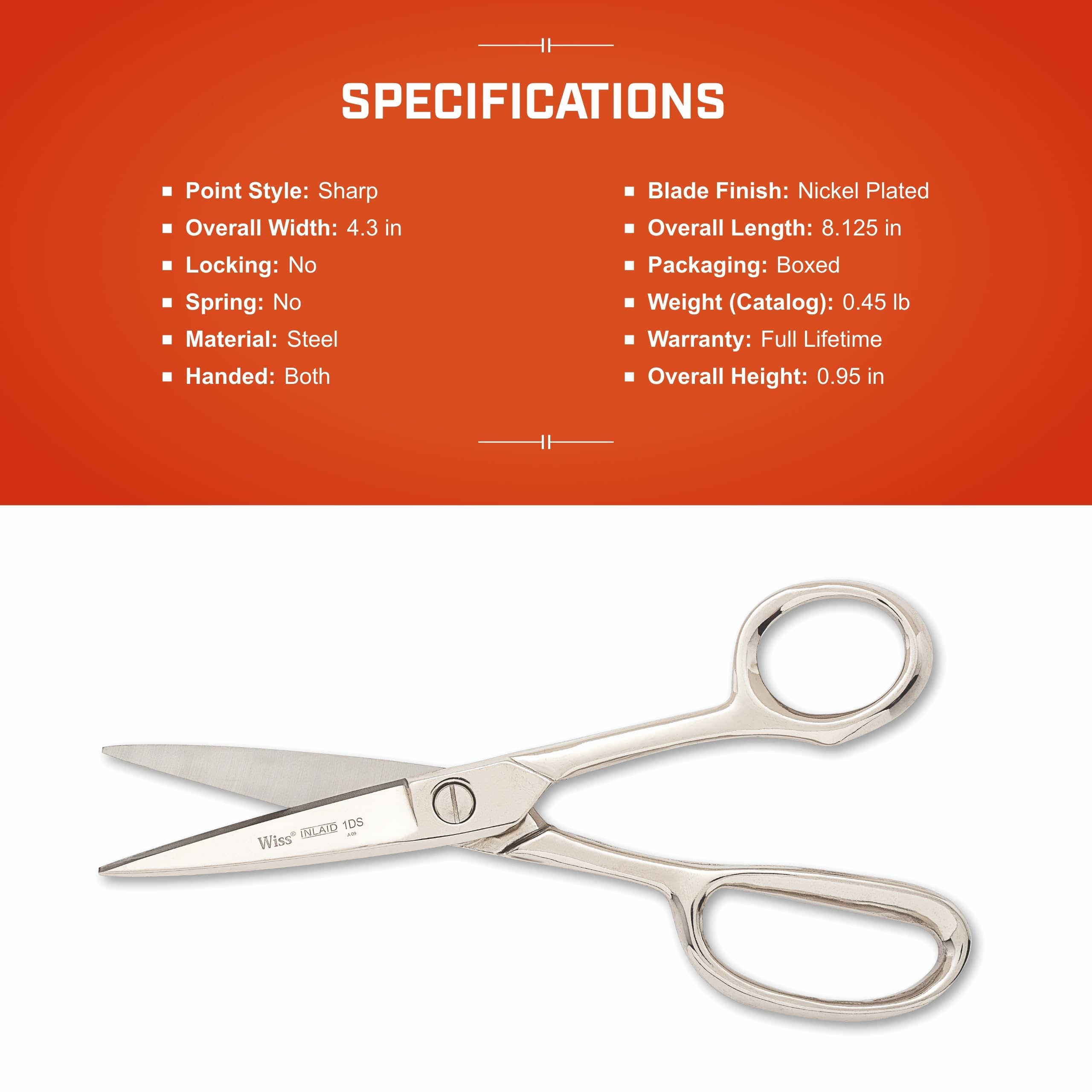 Crescent Wiss 8-1/2" Industrial Inlaid Shears - Professional Poultry Cutting Scissors - Heavy Duty Hand Tool - 1DSN - Image 5