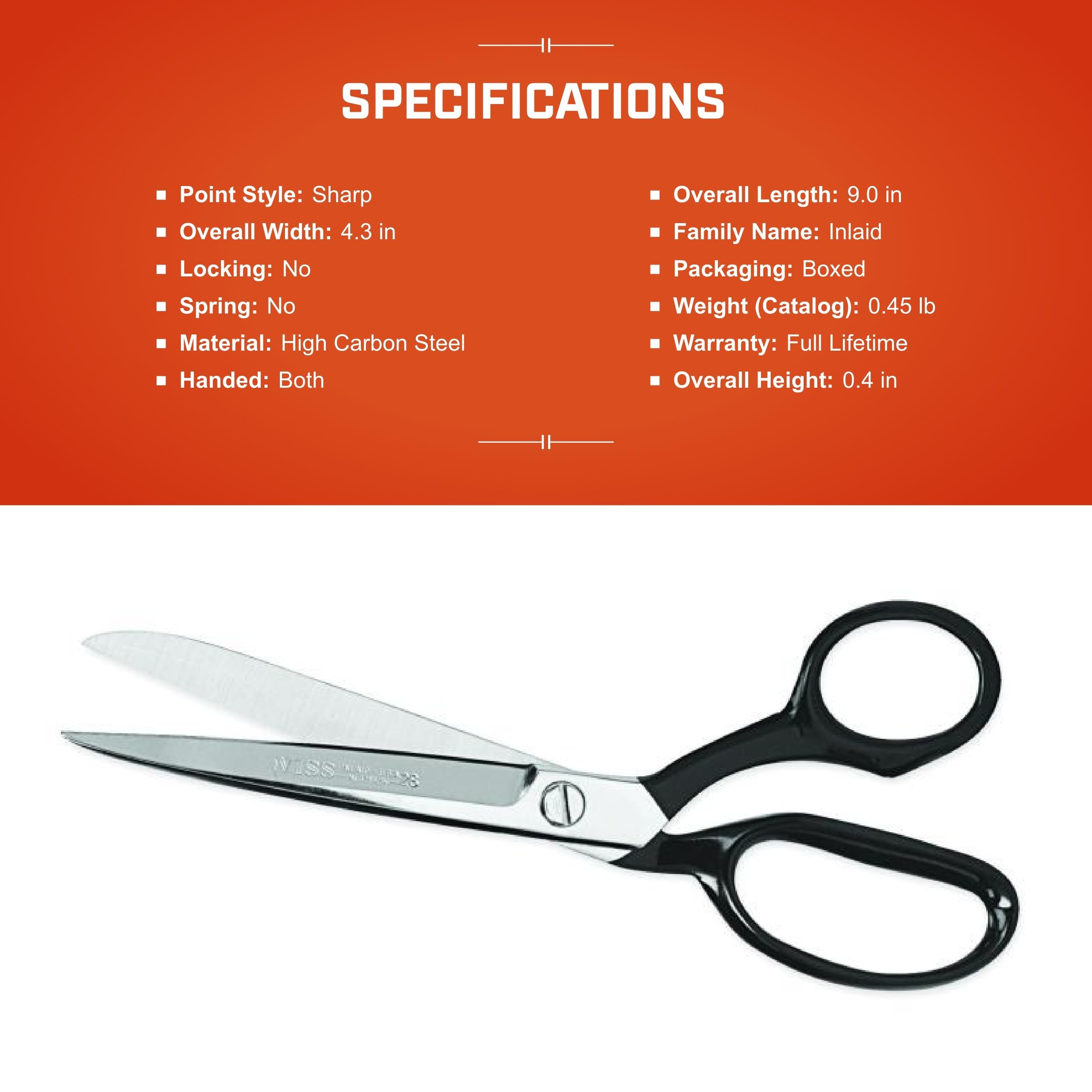 Crescent Wiss 9-1/4" Industrial Inlaid Shears - 29N - Image 5