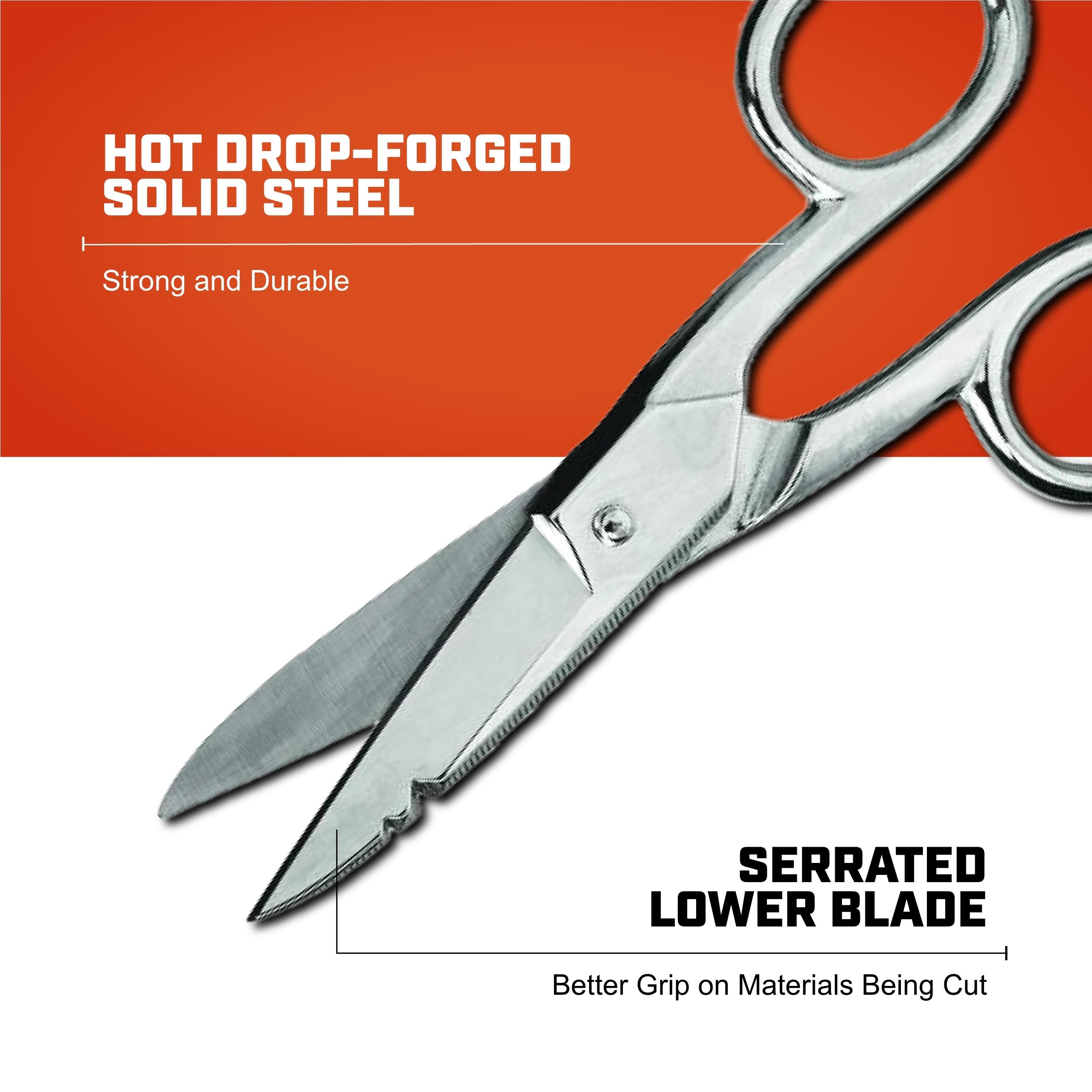 Crescent Wiss Electrician Scissors - Hot Drop-Forged Steel Wire Cutting Scissors with File, Scraper & Double Stripping Notch - 5" - 175E - Image 3