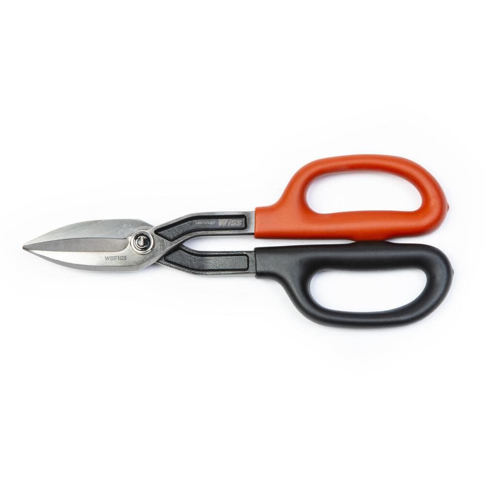 Crescent Wiss Straight Pattern Tinner Snips - Durable, Heavy-Duty Cutting Tool with Torque Control & Ergonomic Handles - WDF12S - 10"
