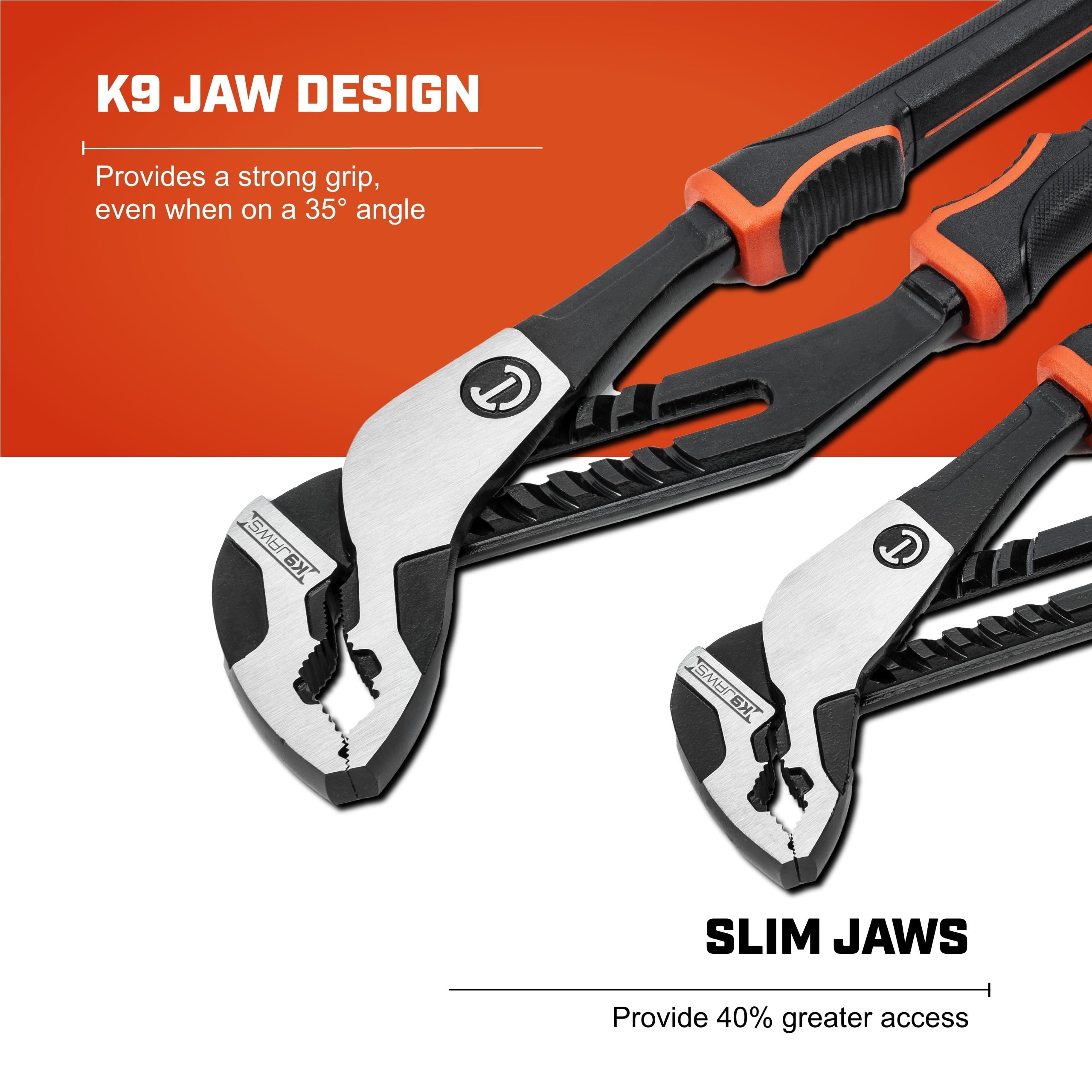 Crescent Z2 K9 V-Jaw Dual Material Tongue & Groove Plier Set - Adjustable Plier Set with 8 Jaw Positions - Premium Hand Tool Set - 2-Piece Set - RTZ2CGVSET2 - Image 3